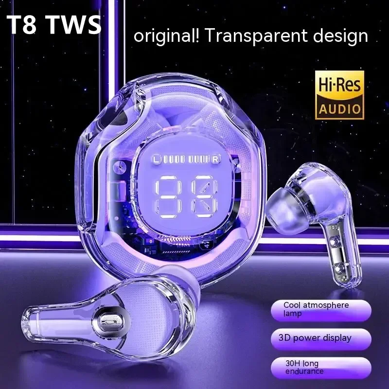 T8 Tws Wireless Bluetooth Earphone  with LED Digital Display Hifi Enc Bt 5.3 In-Ear Earbuds for Xiaomi Huawei iPhone Headphones