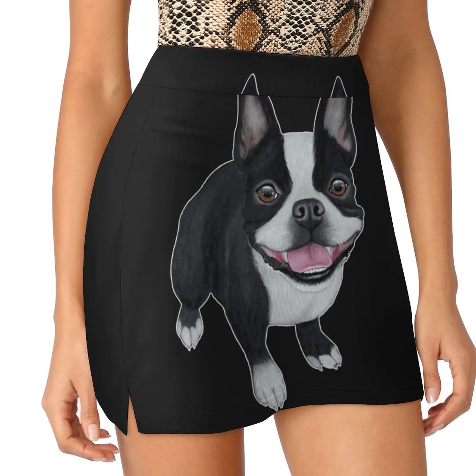 Boston Terrier Women's skirt Sport Skort Skirt With Pocket Fashion Korean Style Skirt 4Xl Skirts Canine Dog The Gentleman Toy