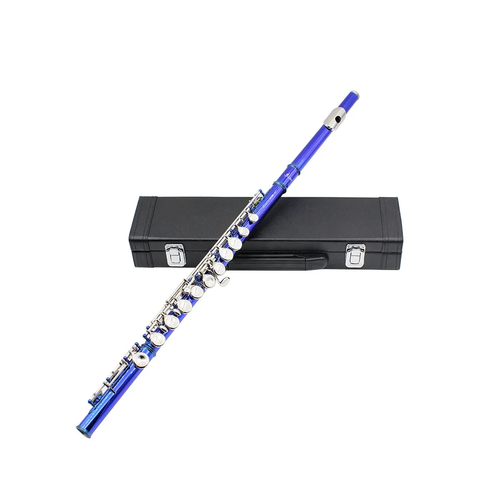 Excellent Exam Performance Open Flute Beginners 16-Holes C-Key Gold Plated White Copper Tube Body E-Mechanism Leather Box Model
