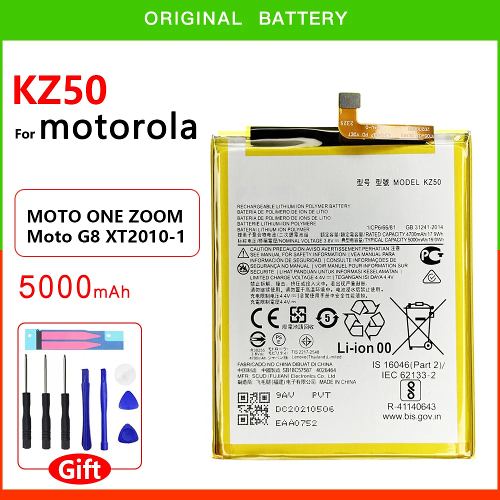 100% Original Genuine KZ50 Battery For Motorola Moto G8 Power XT2041 5000mAh Repalcement Mobile Phone High Quality Batteria