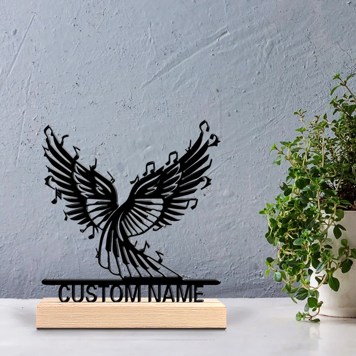 Décoration de bar en bois personnalisée avec ailes de dessin animé, 1 pièce, pour cuisine, salle à manger, thèmes rustiques modernes, décoration cadeau