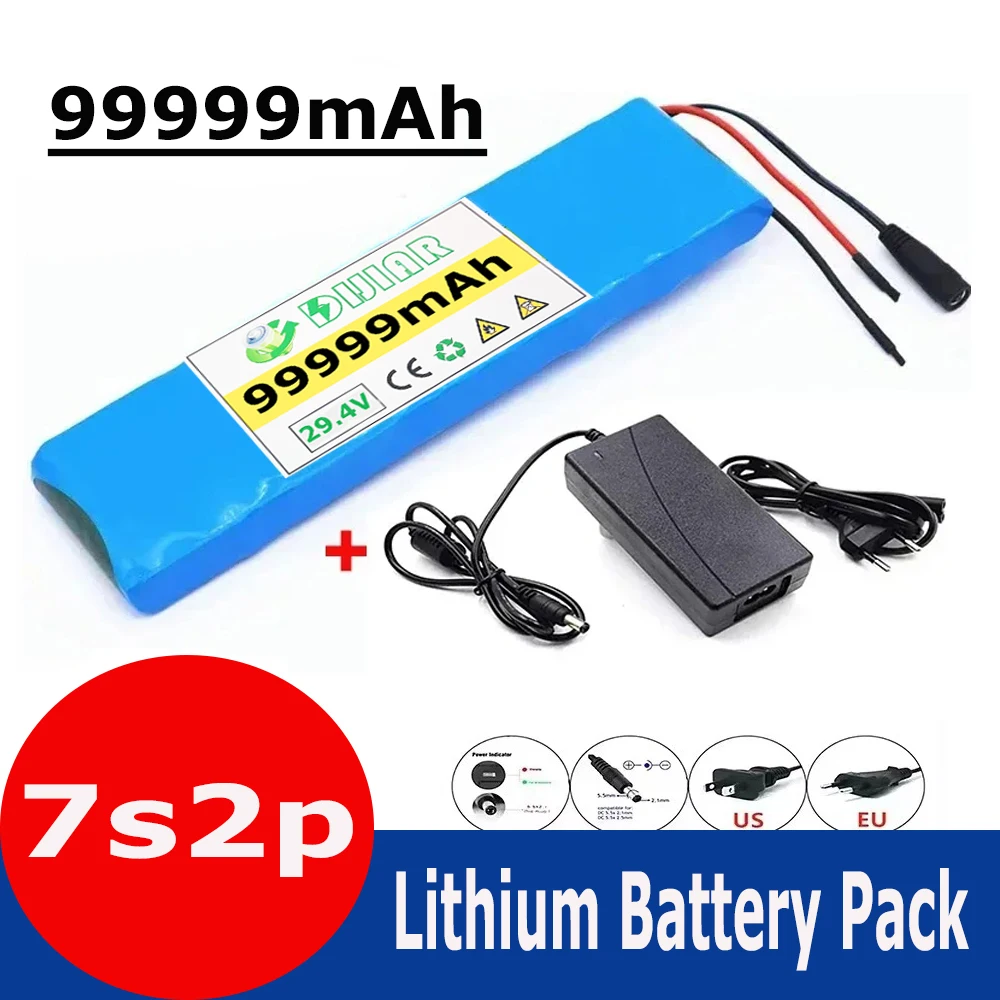 

NEW 7S2P Battery Pack 29.4V 99999mah Li Ion Battery with 20A Balance BMS Electric Bicycle Scooter