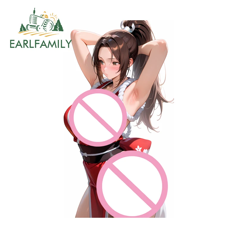 EARLFAMILY Mai Shiranui Amusing Car Stickers Blushing Creative PVC Vinyl Decal Waterproof Graphic Bumper Skateboard Window Decor