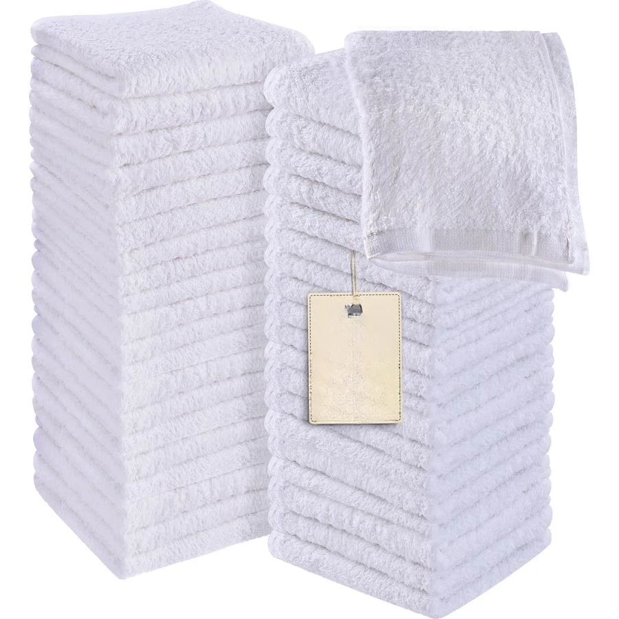 

60 Pack Cotton Washcloths Set, 100 Ring Spun Cotton, Premium Flannel Face Cloths, Highly Absorbent and Soft Feel Fingertip Towel