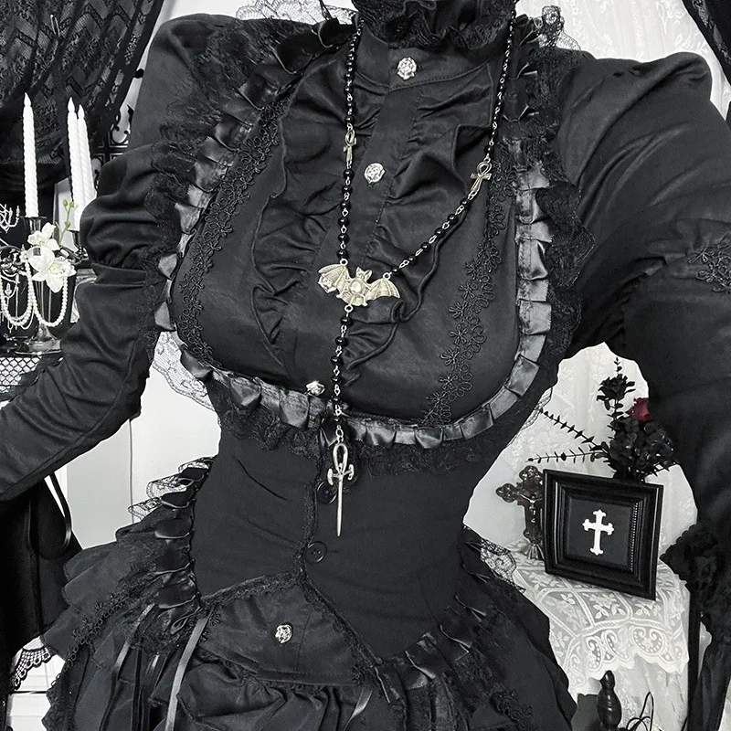 

Gothic irt Lolita Waist Seal Subculture Top loween High-End Cosplay ort Skirt Puffy f-length Skirt for Women