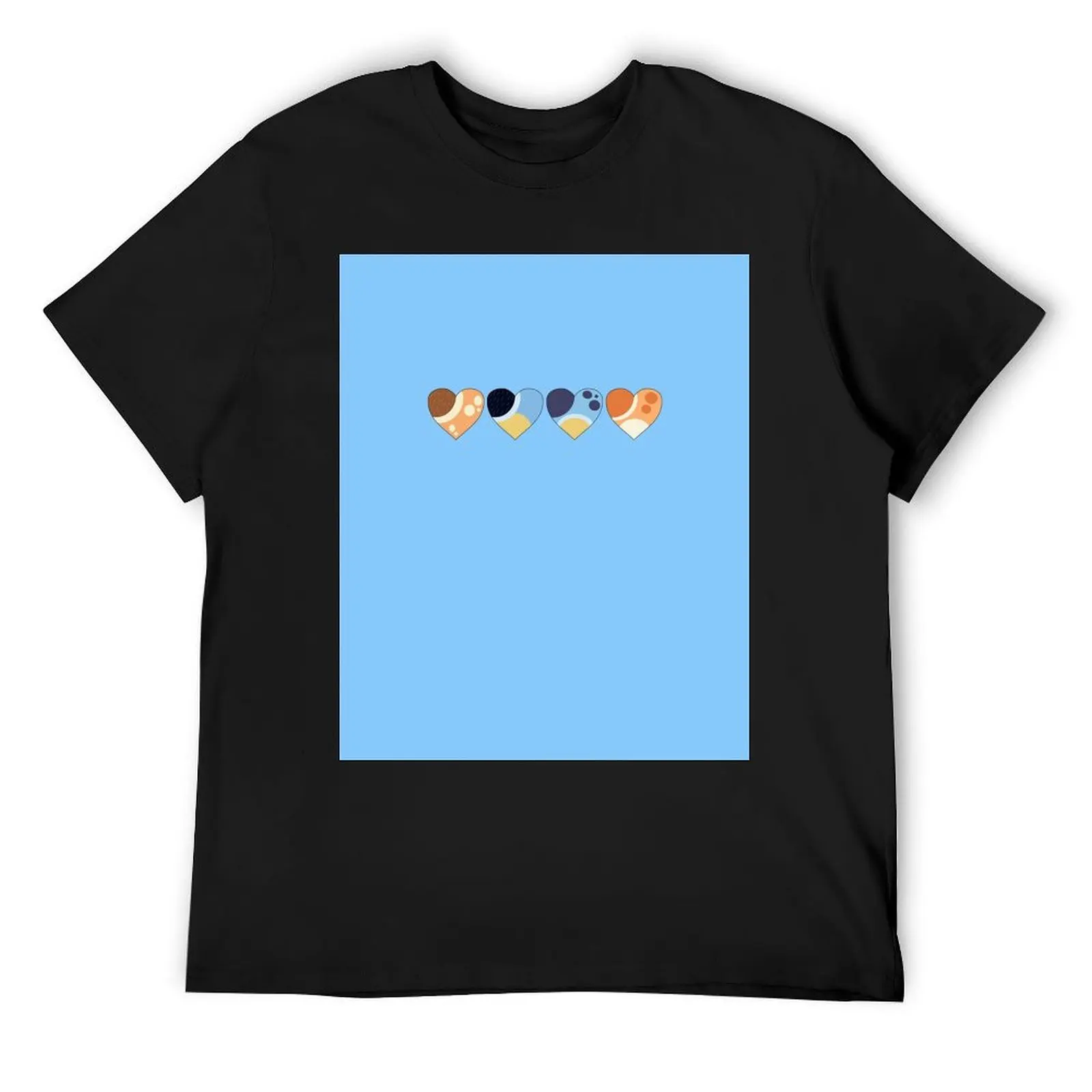 

Heeler Family Love Hearts Bluey-Inspired Color Palette Hearts T-Shirt Funny t-shirts Clothing plus sizes Men's cotton t-shirt