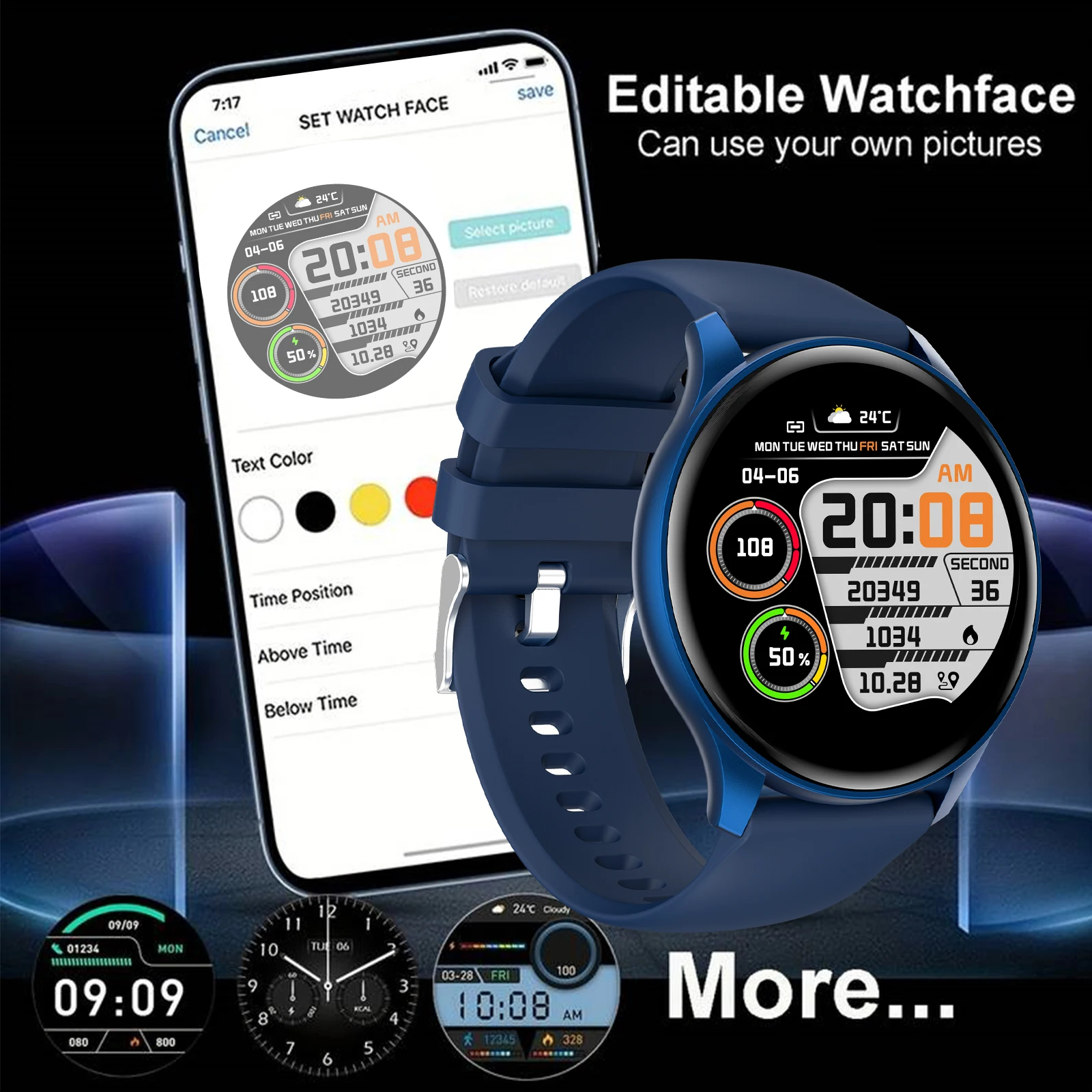 Smart Watch, Wireless Call/Dial, Multi-Sport Mode, Alerts, For Men and Women, Customized Wallpaper, iPhone/Andriod