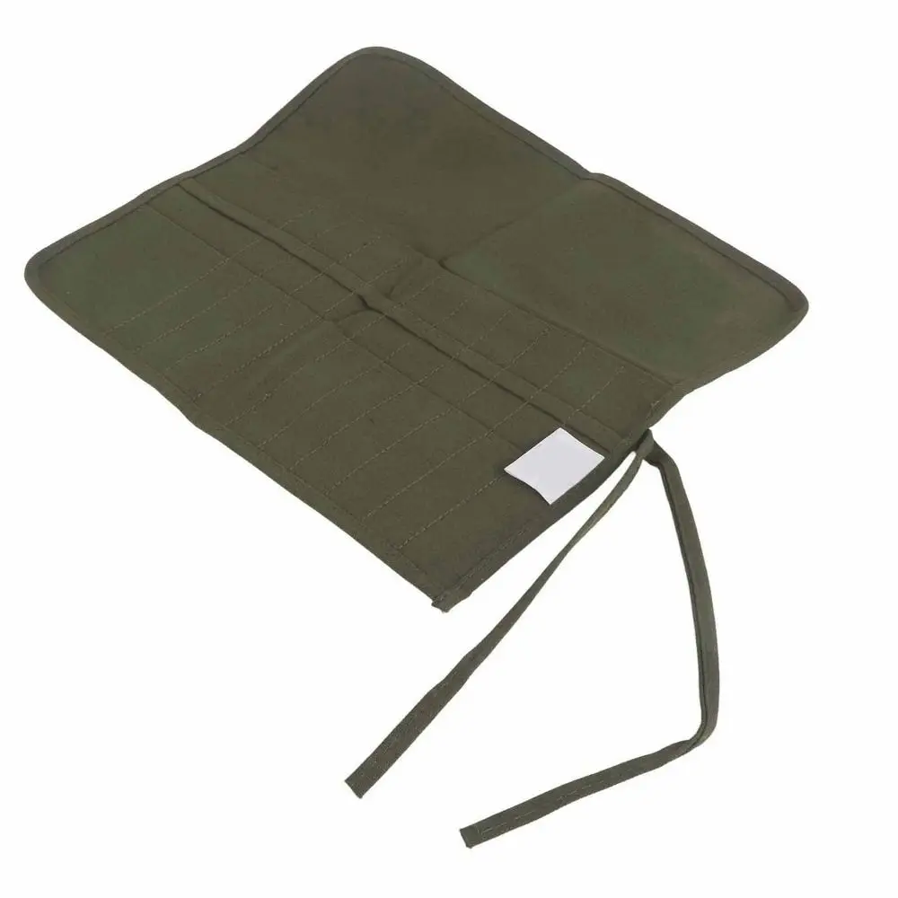 22 Slots Paint Brush Holder Separate Pouches Canvas Roll Up Pen Bag Black/ Dark Green 40 X 35cm Canvas Pencil Case Travel view 4
