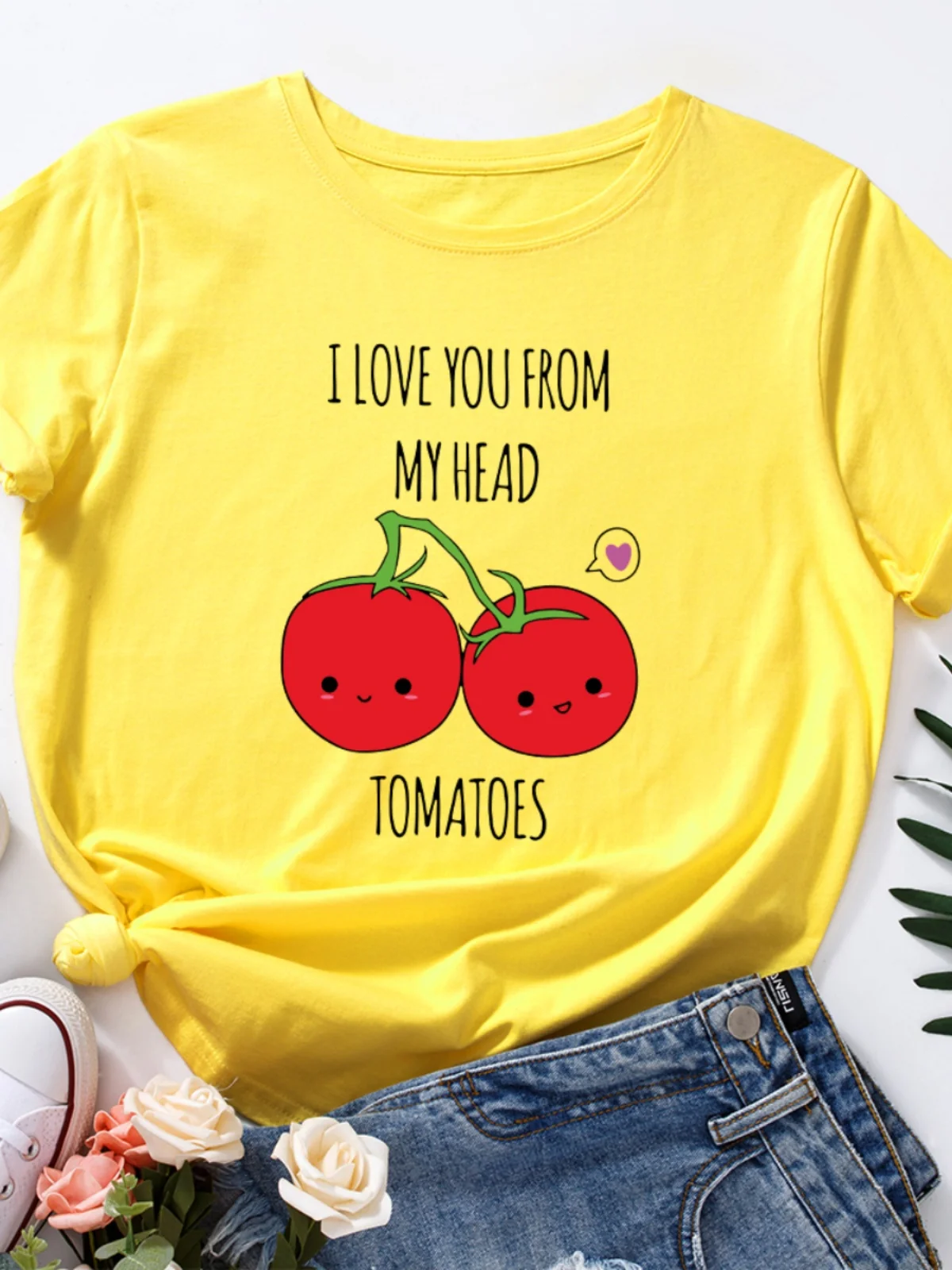 T-shirt da donna in cotone vestibilità ampia ort Sve round Ne stampato Street Sle Summer Faion Abbigliamento casual per giovani adulti