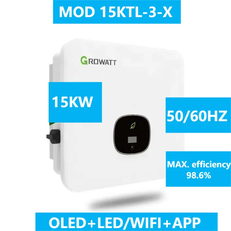 

Growatt 15kw 22.5KW Wifi AFCI On Grid Solar Inverter MOD 15ktl3-x Dual Mpp Inversor H4 DC Connection