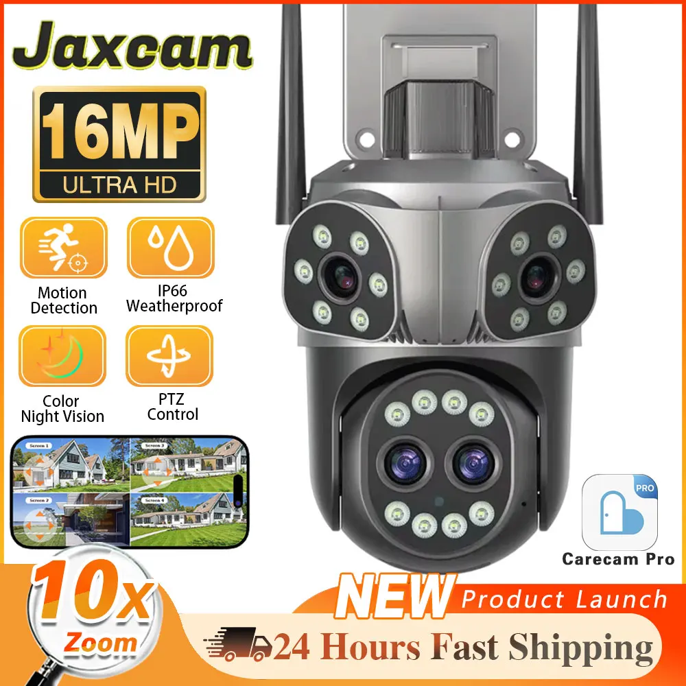 

16MP HD 10X Optical Zoom Outdoor Wireless Four Lens Three Screen Ptz IP Camera Smart Wifi Home Security Cctv Camera