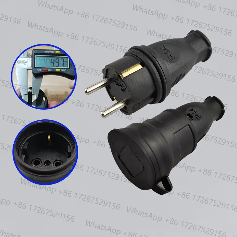 High Power Black Rubber Industrial Waterproof Plug Socket 16A European Standard IP44 Male And Female Docking