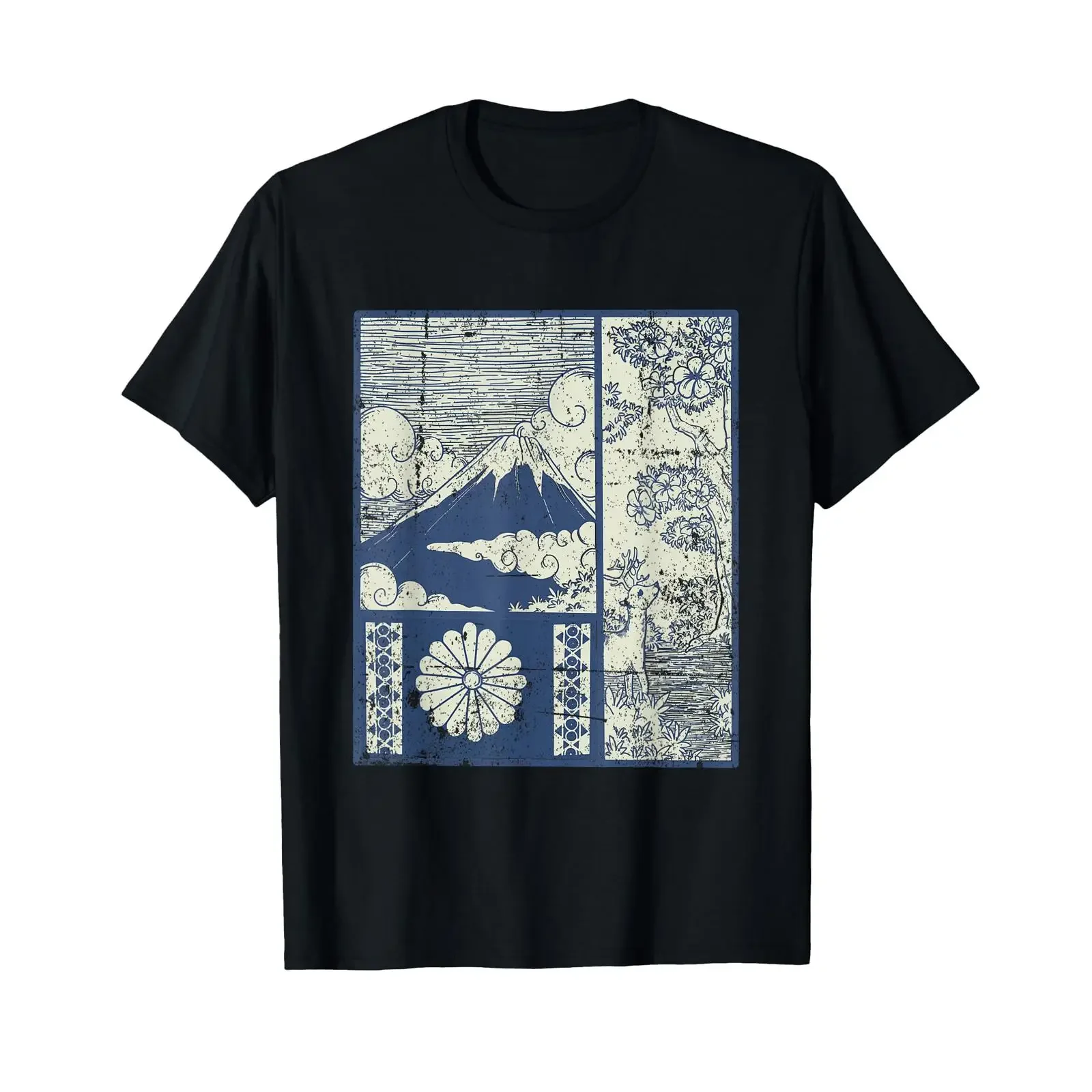 Japan Otaku Japanese Vintage Cherry Sakua Blossom Mt Fuji T Shirt vintage Washed streetwear fashion Stretched Breathable Soft