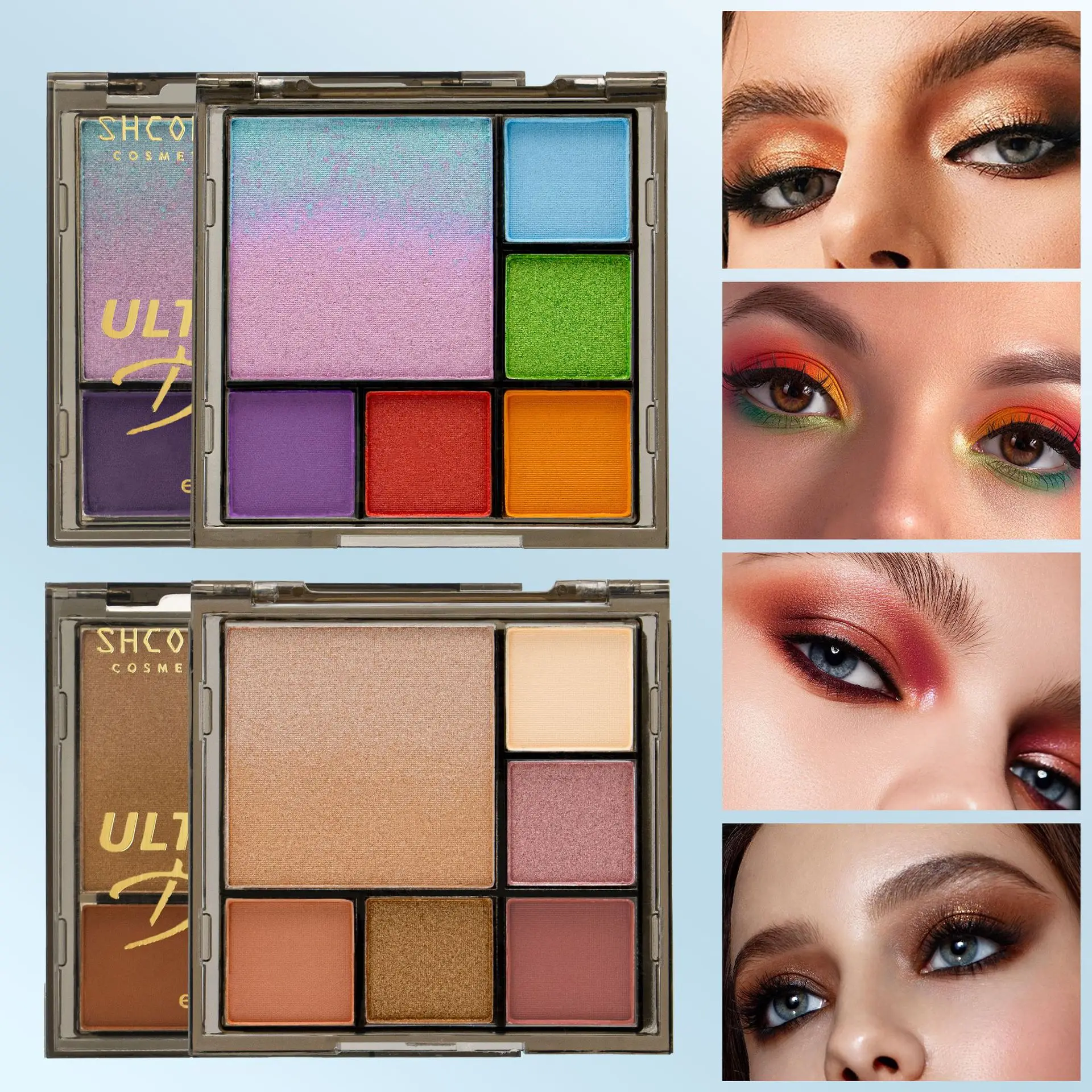 Paleta de sombra de ojos mixta con degradado de 6 colores, paleta multifuncional para contorno de rubor, resaltado, mate suave, nacarado, todo en uno