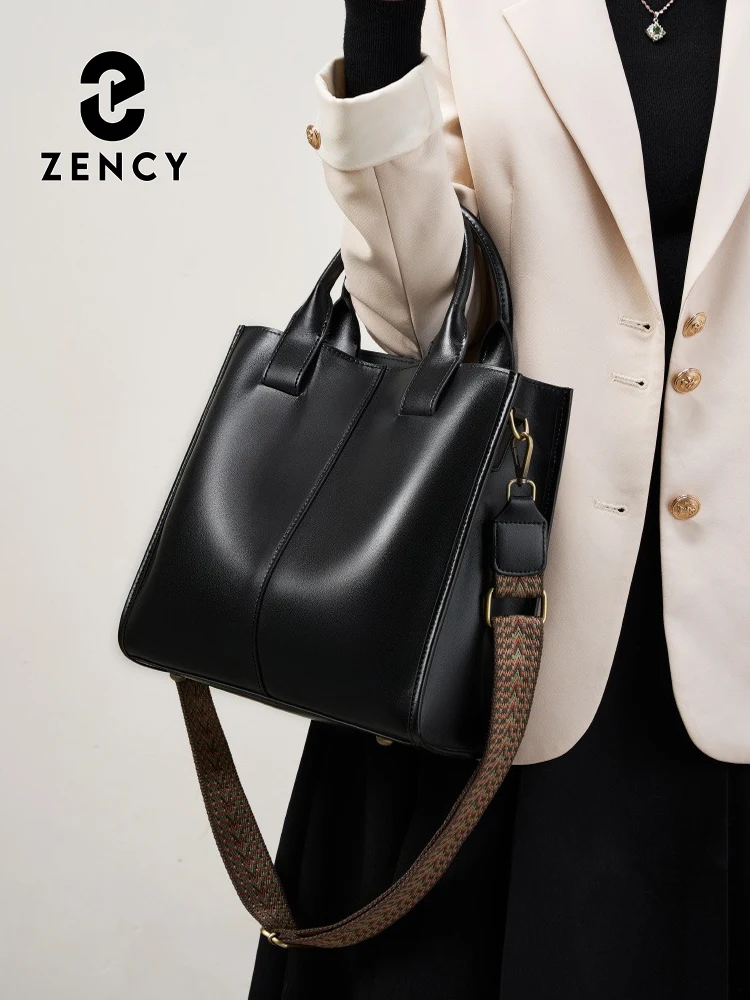 Zency Genuine Leather Shoulder Bag Large Capacity Shopper Women Luxury Casual Handbag Crossbody Totes 2026