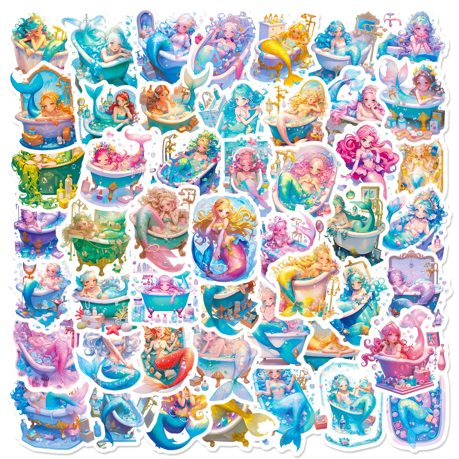 56 ชิ้นสติกเกอร์สีน้ำนางเงือกกันน้ำการ์ตูนสร้างสรรค์กราฟฟิตี้ตกแต่ง DIY ของเล่นเด็กแล็ปท็อปกีตาร์รถจักรยานสติ๊กเกอร์