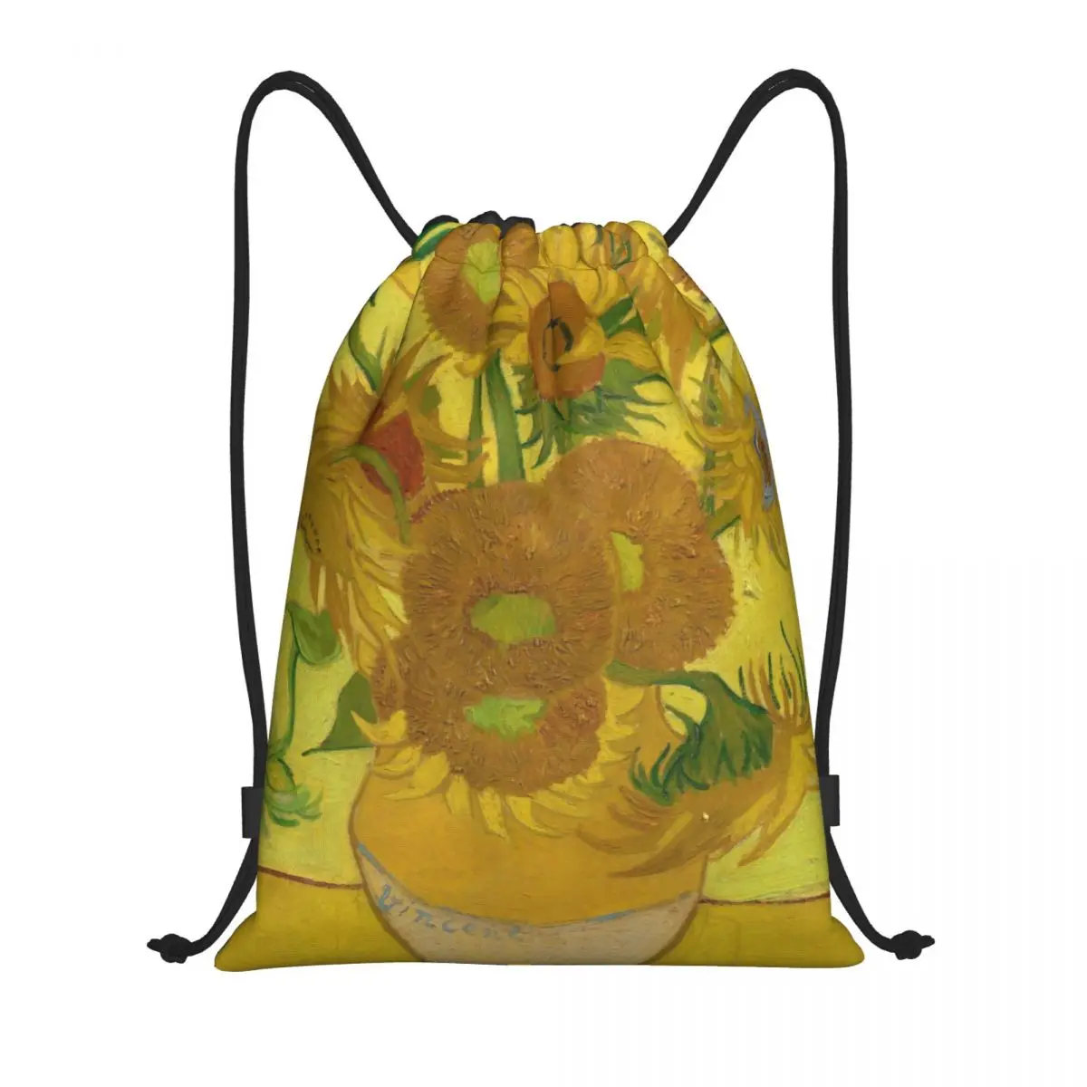 Custom Vincent Van Gogh Vase With Twelve Sunflowers Drawstring Backpack Women Men Gym Sport Sackpack Foldable Shopping Bag Sack