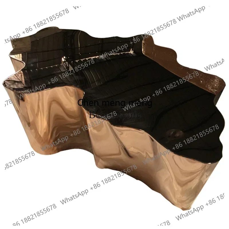 Z10Designer creative light luxury stainless steel stump special-shaped coffee table villa clubhouse hotel lobby furniture