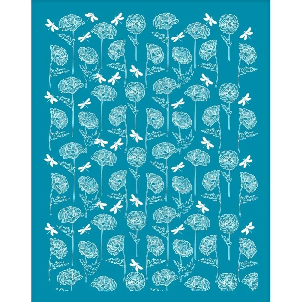 4x5 Inch Flower Clay Stencil Corn Silk Screen for Polymer Clay Dragonfly Floral Silk Screen Stencils Mesh Transfer Stencils Mesh