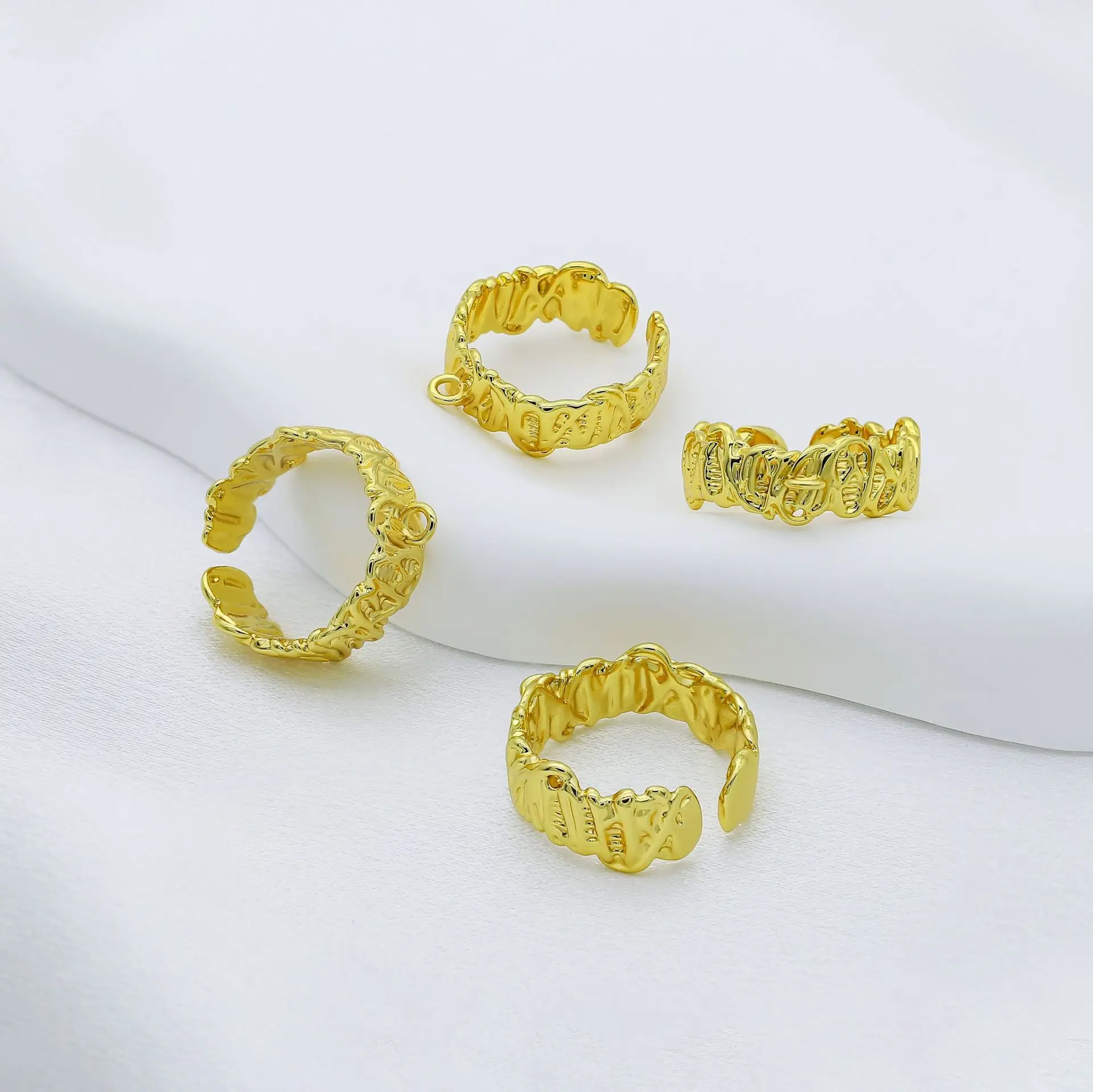 2 Stück/Set 18K Vergoldeter Unregelmäßiger Offener Splitring für Handgefertigte DIY-Ringe, Schmuckherstellung, Zubehör und Bastelbedarf – Detail 3