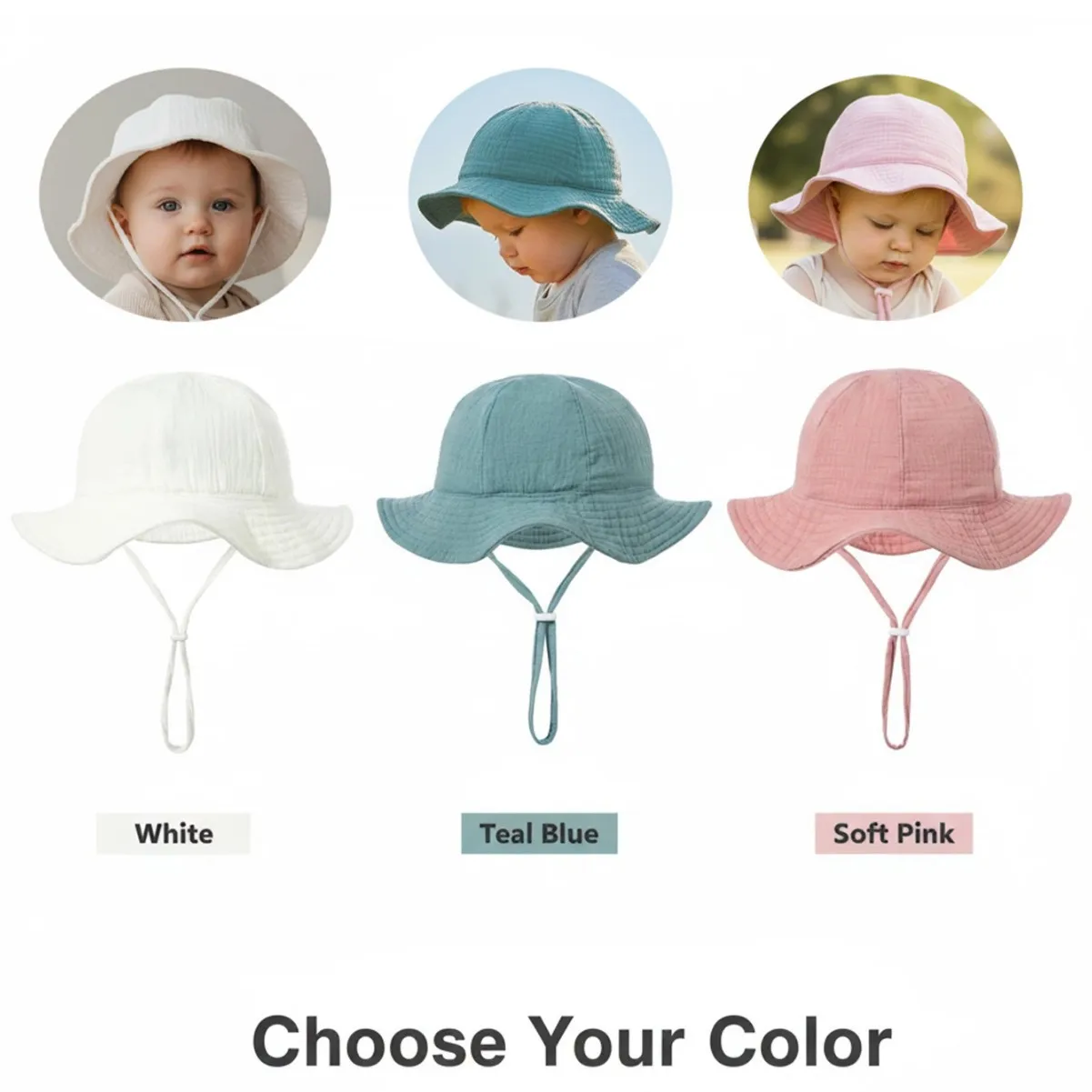 

Детская солнцезащитная шляпа из дышащей хлопковой пряжи, подходит для мальчиков и девочек, ветрозащитная и защищающая от солнца.