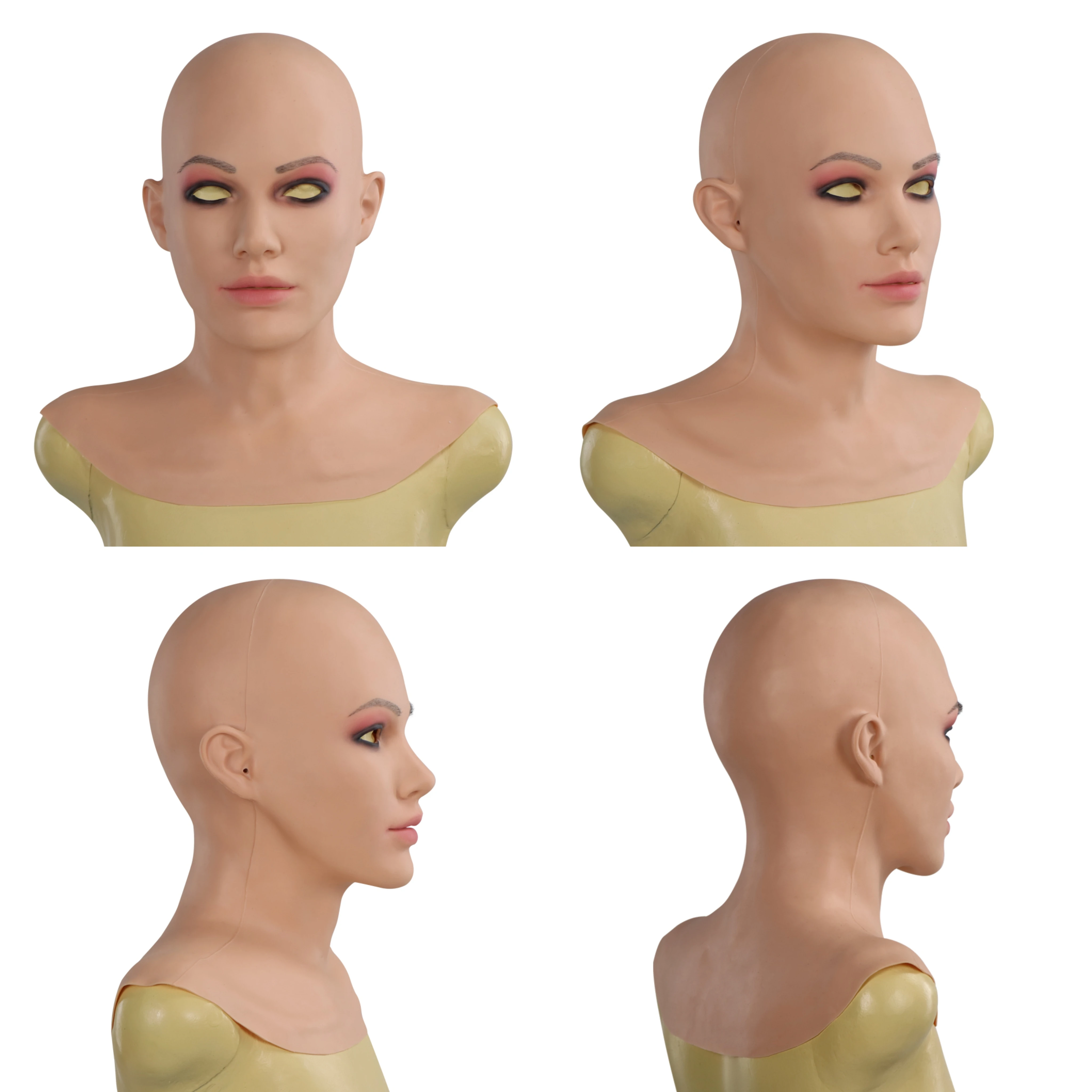 Realistic Female Mask With Neck Crossdresser Silicone Face Mask Headwear Crossdresser Costumes Drag Queen Male to Female