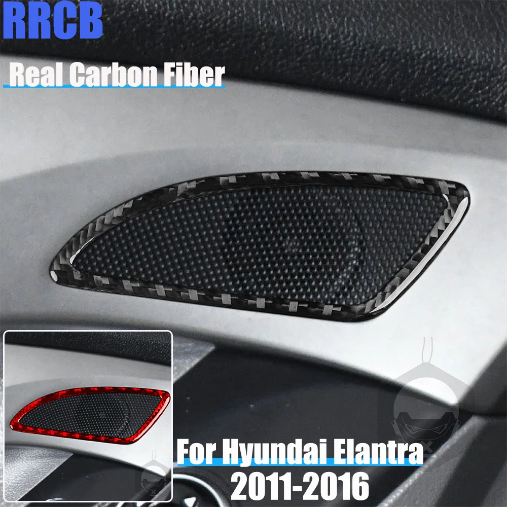

Real Carbon Fiber Car Accessories Door Speaker Frame Trim Soft Cover Sticker For Hyundai Elantra 2011 2012 2013 2014 2015 2016