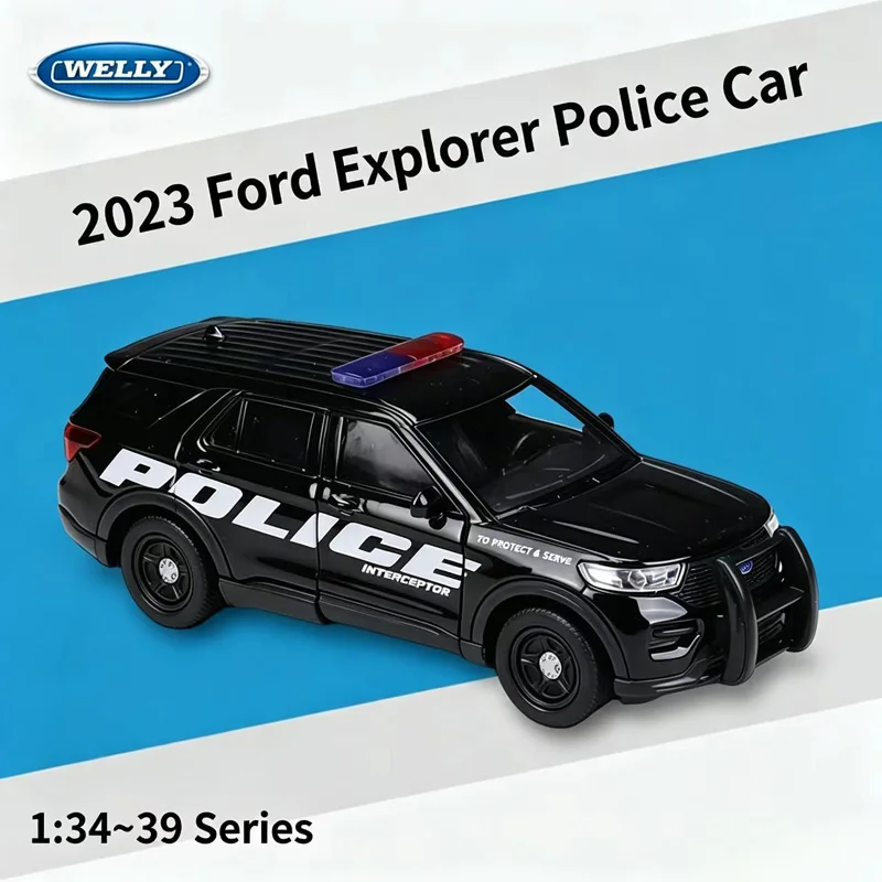 WELLY 1:36, modèle réduit de voiture de police Ford Explorer 2023, en alliage, avec portes ouvrantes et mécanisme de retour, voiture jouet à collectionner, cadeau.