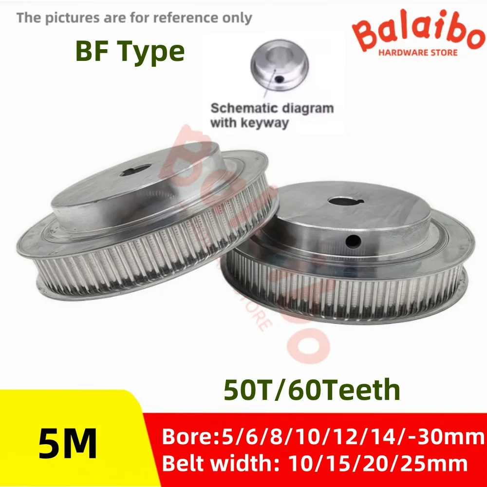 

50T/60Teeth HTD 5M BF Type Timing Pulley Bore 5/6/8/10/12/14/15/16/17/18/19/20-30mm Belt Width 10/15/20/25mm