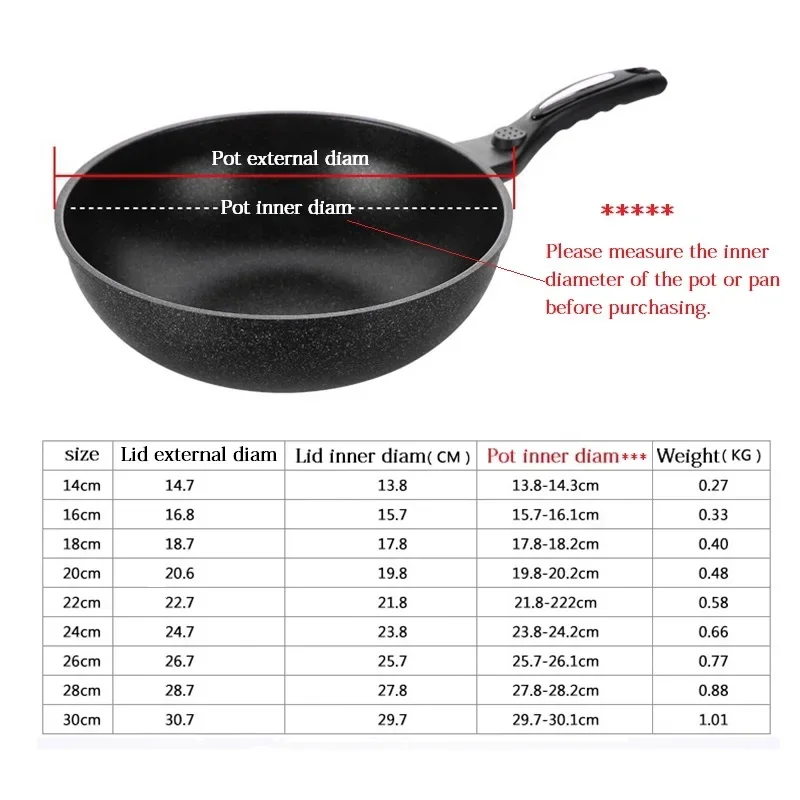 14-30CM Cookware Cover For The Pan Tempered Glass Lid For Saucepan Frying Pan Wok Lid With Knob Cooking Pot Lid Cookware Parts