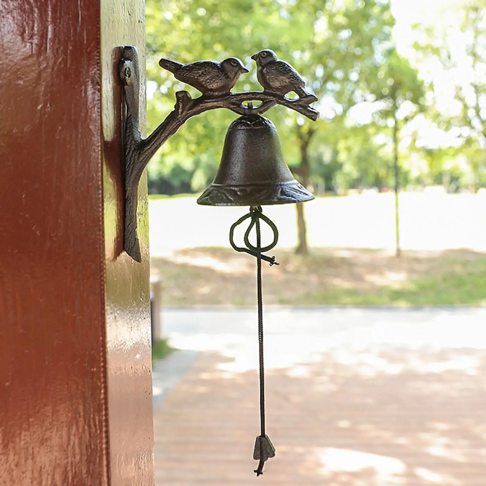 Vintage Cast Iron Doorbell ยินดีต้อนรับ Bell คู่นก Nordic Country Dinner Bell สําหรับ Courtyards พิธีขึ้นบ้านใหม่ปาร์ตี้ Gates