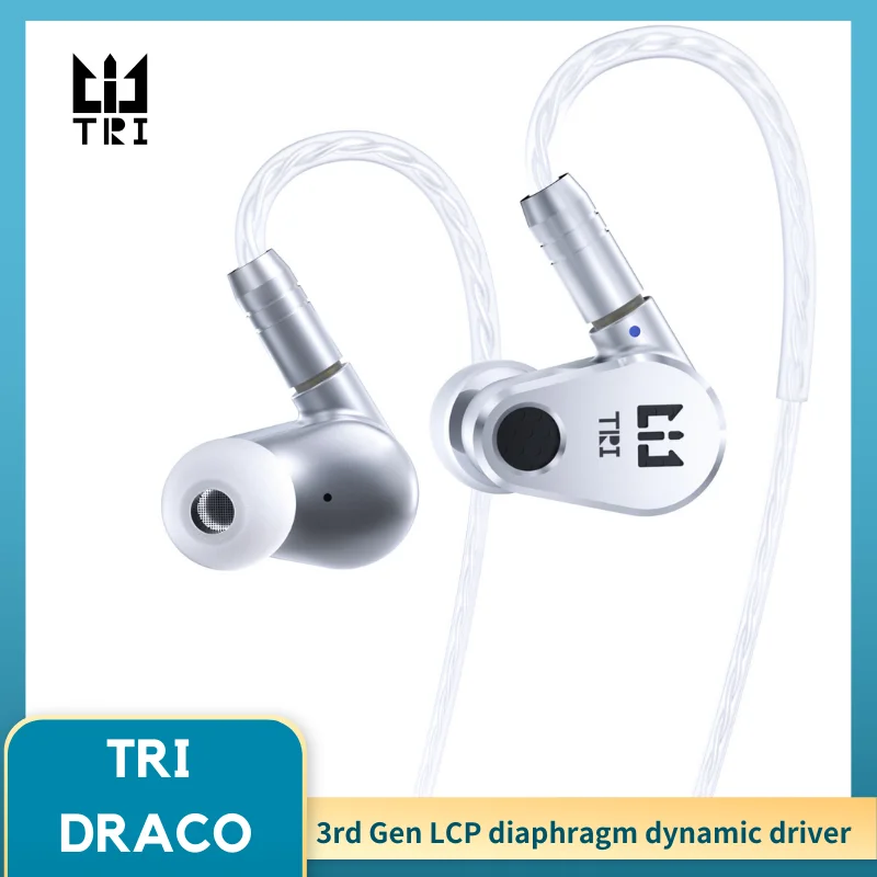 

TRI DRACO Dual Dynamic Driver In Ear Monitor Wired Headset With Silver-Plated Copper Cable Headphones HiFi Stereo IEM Earphones