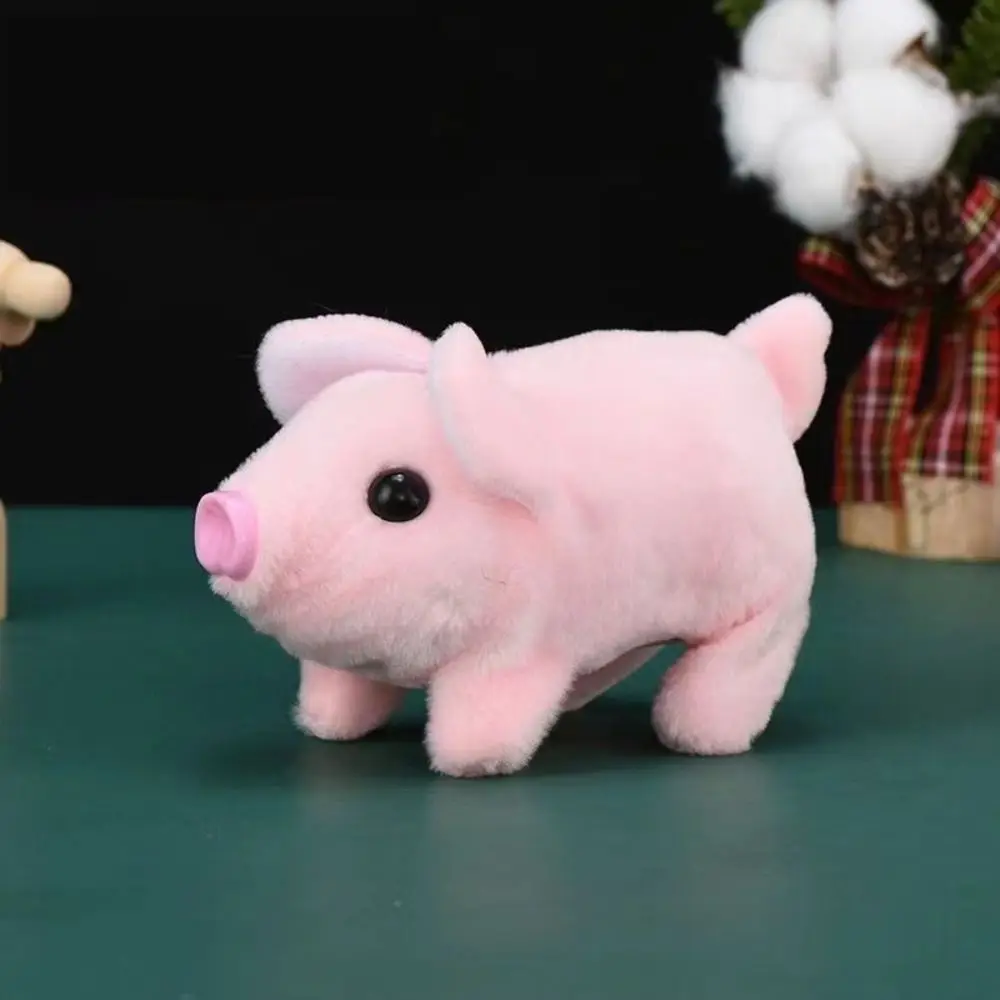 With Sound Electric Simulation Pig White Can Walk Electric Plush Pig Toy Moving Tail Moving Nose Electronic Pig