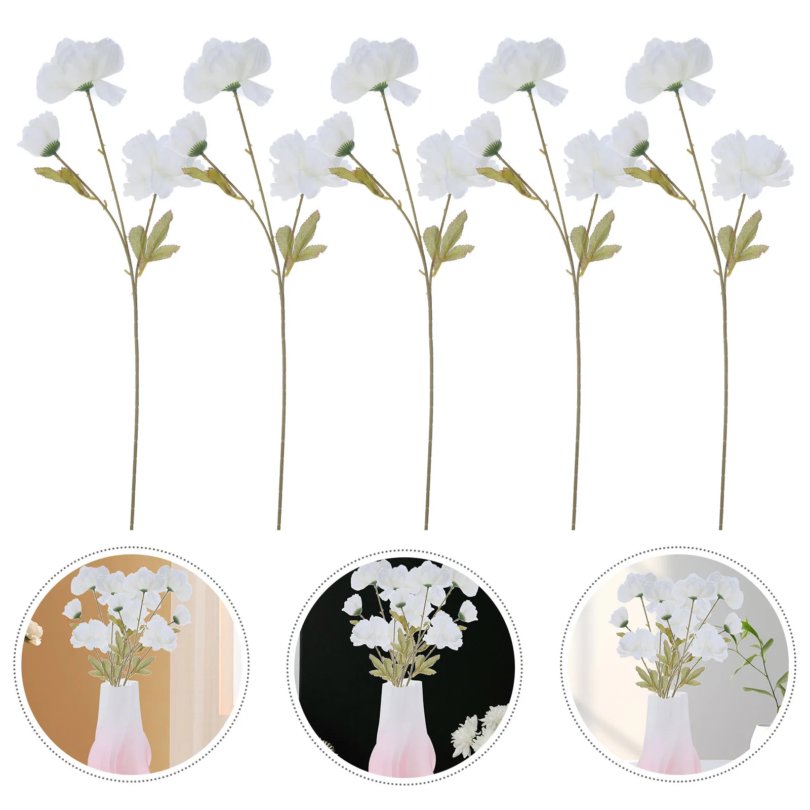 

5Pcs Artificial Peony Flowers Simulation Wedding Bride Bouquet Floral Arrangement Artificial Peony Flowers