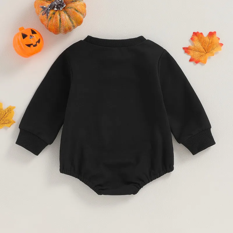 RUEWEY Halloween Baby Girl Boy Clothes Sweatshirt Bodysuit Newborn Baby Stuff Ghost/Pumpkin Print Long Sleeve Jumpsuit for Kid