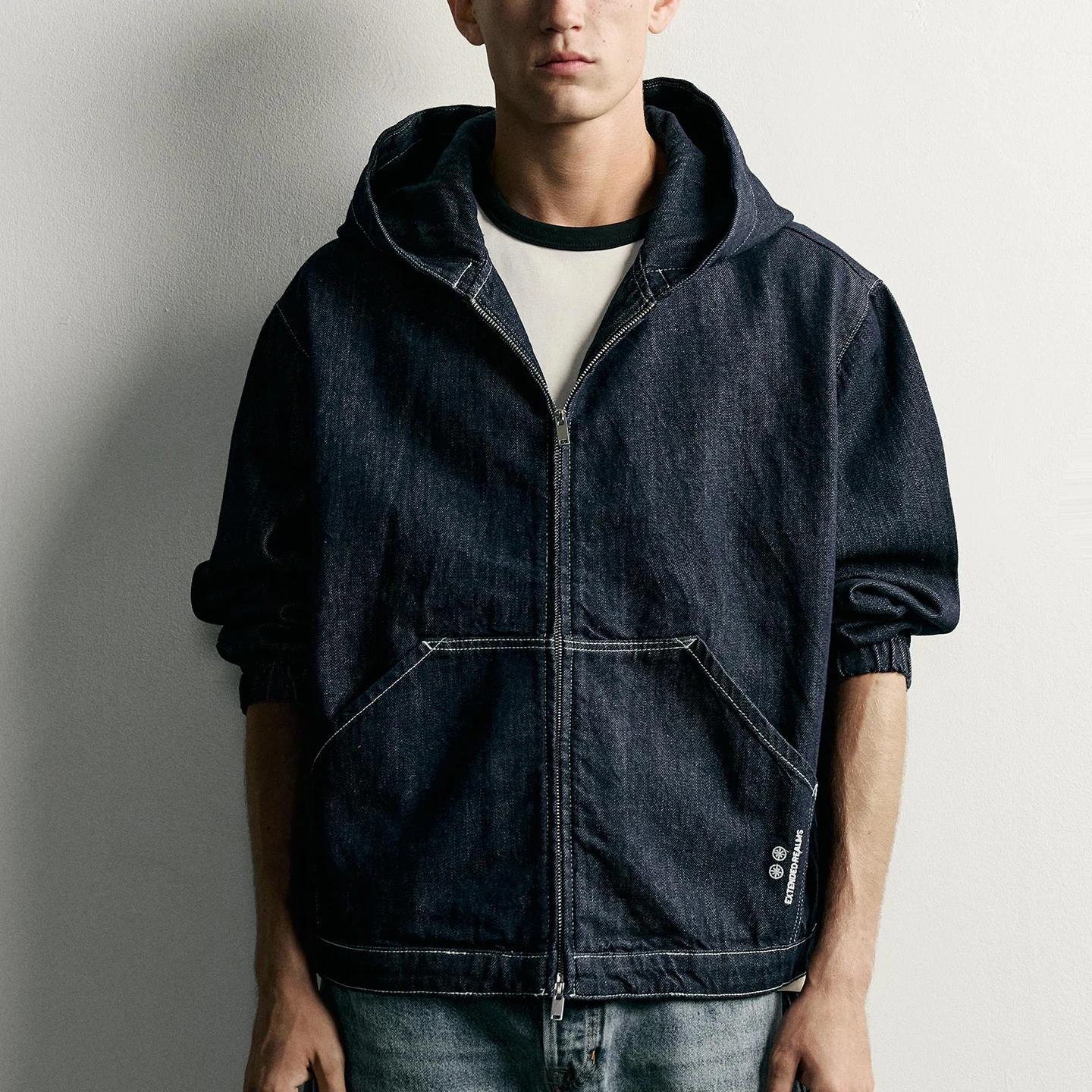 Loose Fit Long Sleeve Hooded Denim Jacket Men's Autumn Fashion Outerwear ZADATA Standard Edition 2026 New Arrival