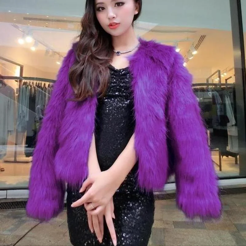 

Imitation Fox Fur Coat Women Autumn Fur Jackets 2021 Short Solid Color Long-Sleeved Hoodies Winter Jacket Korean Fashion Parkas