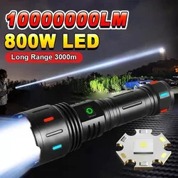 Upgrade Fluorescent Flashlight 800W High Power LED Flashlights Ultra Powerful USB Rechargeable Torch Light Tactical Hand Lantern