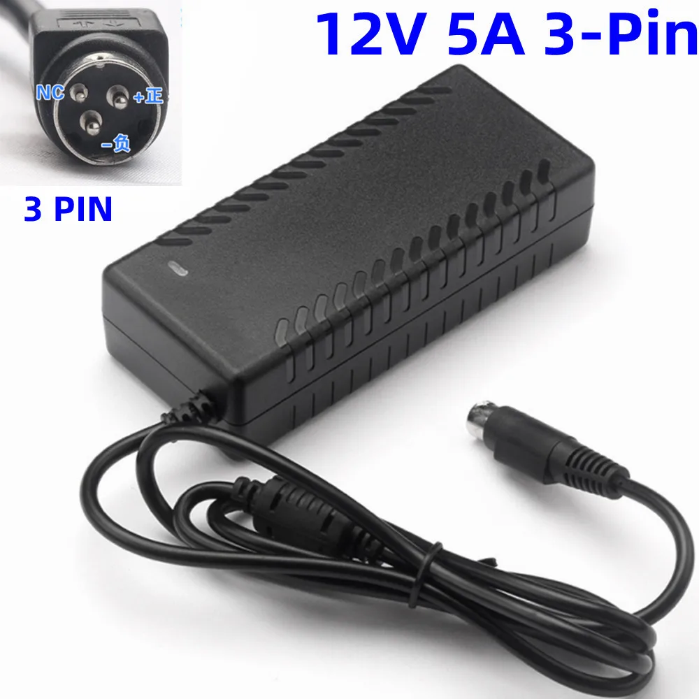 12V 5A 3 Pin Power Supply 60W 12v 5000mA AC-DC 3-pin Constant Voltage Adapter For Barcode Machine Thermal Printer LCD Display