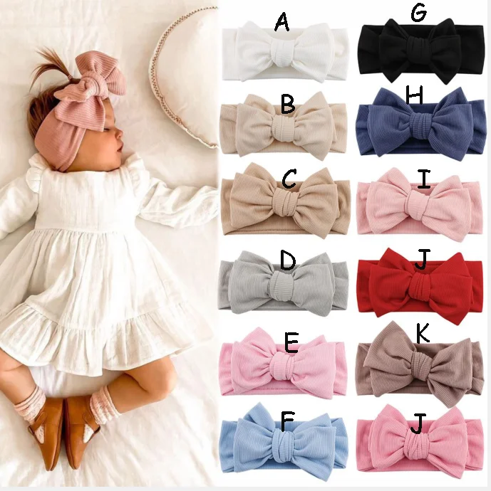 24pc/lot Baby Headband Ribbed Headbands For Children Elastic Hair Bands Girl Accessories Infant Head wraps Soft Turban Newborn