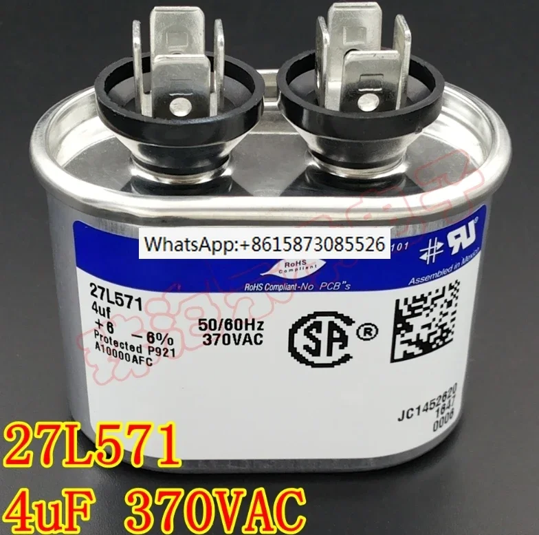 

Imported Mexico 4uF 370VAC 27L571 motor starter capacitor