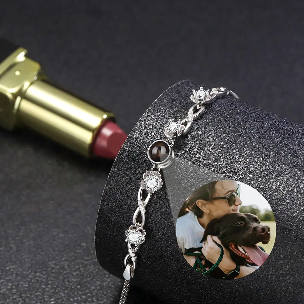 S925 Silver Custom Photo Bracelets Personalized Projection Photo Bracelet for Woman Lover Jewelry Mother Valentine's Day Gift
