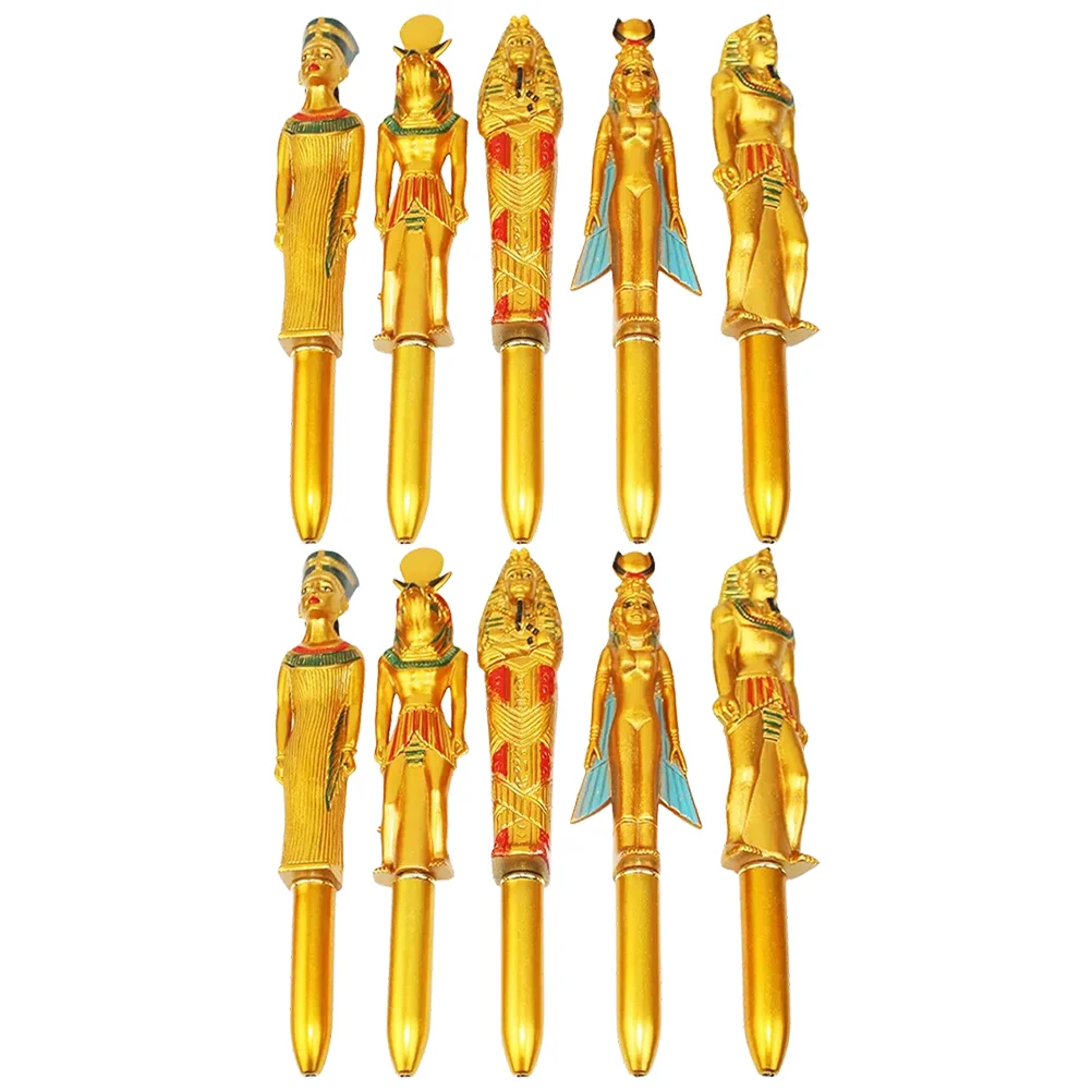 

10 Pcs Pharaoh Ballpoint Pen Ink Students Stationery Creative Pens Black Come Bulk Plastic