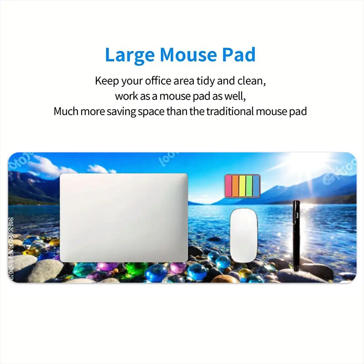 قطعة واحدة من الأحجار الكريمة الملونة ولوحة ماوس البحيرة الخلابة، قاعدة مضادة للانزلاق، طباعة عالية الدقة مثالية للاستخدام المكتبي للألعاب #5