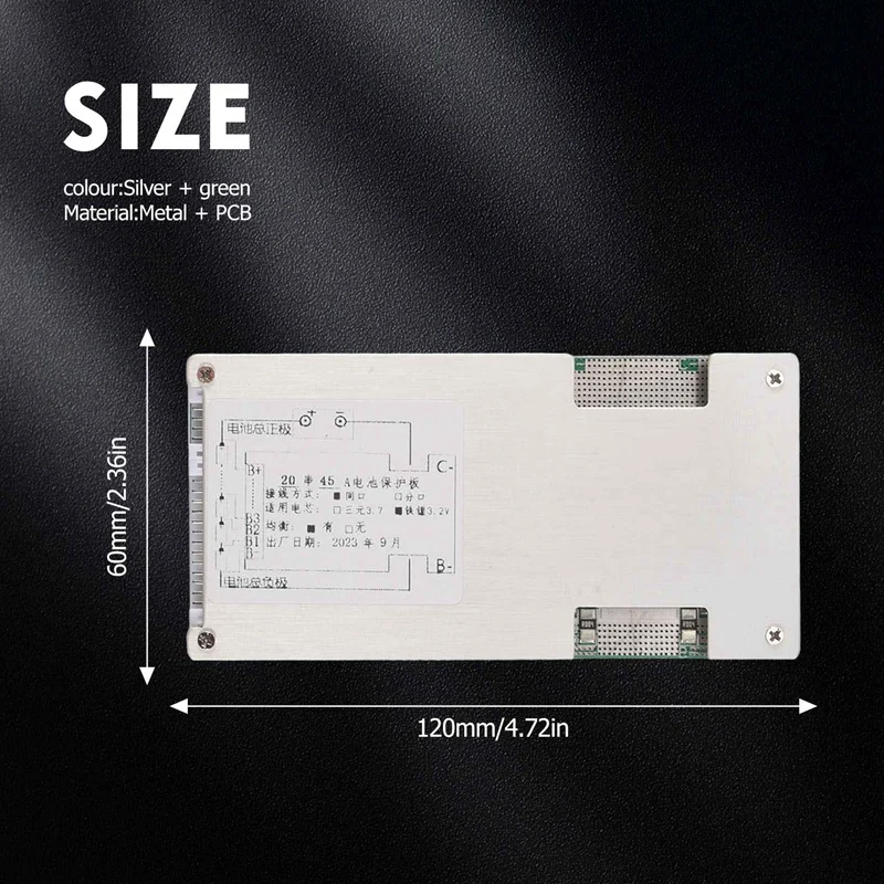 LiFePo4バッテリー保護ボード,BMS PCB,バランス付き,オートバイ,電動自転車,スクーター,20s,60v,45a