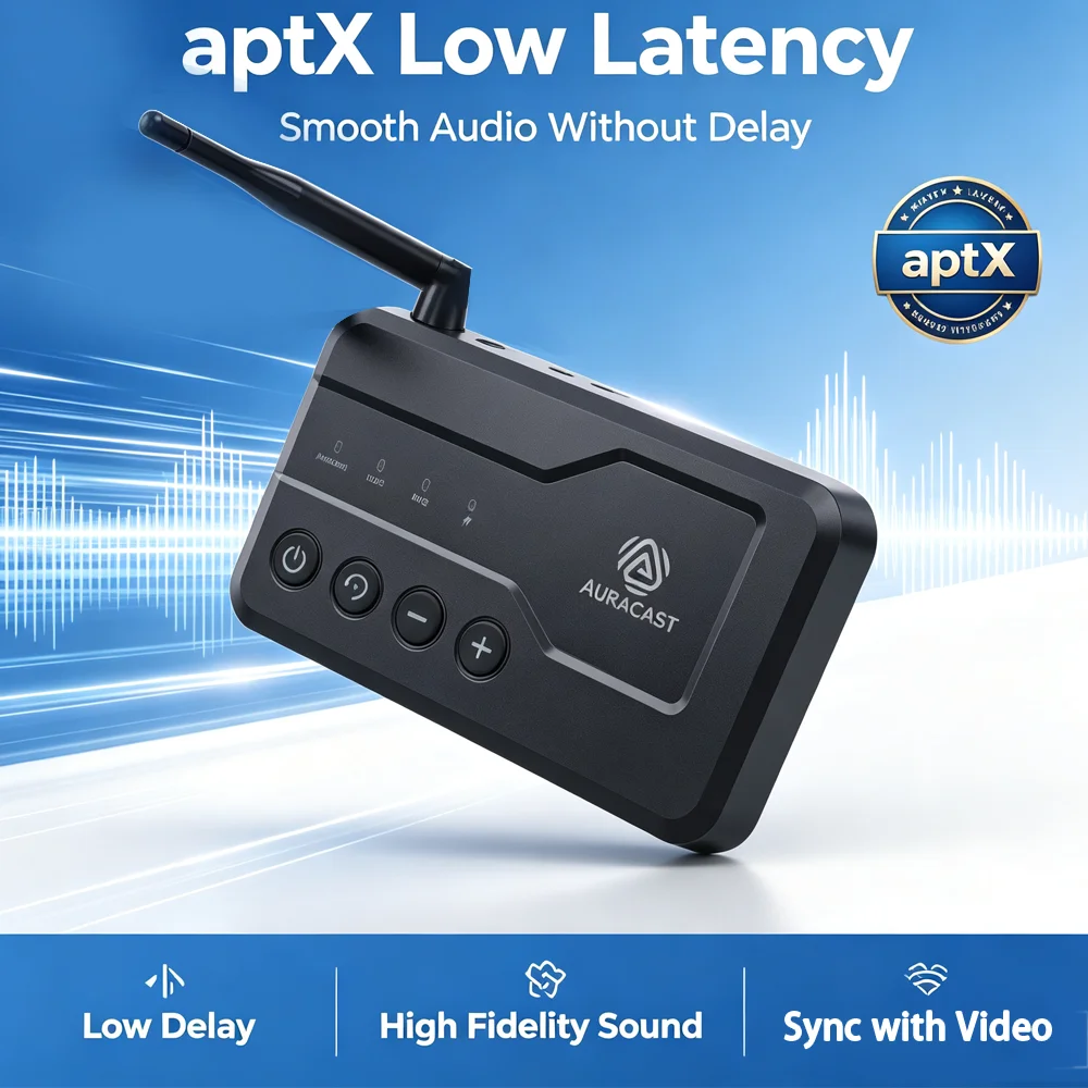 Wireless Bluetooth 5.3 Transmitter Receiver Function External Antenna aptX‑HD Low Latency 3.5 AUX Mic for PC TV Hi‑Fi Amplifier view 4