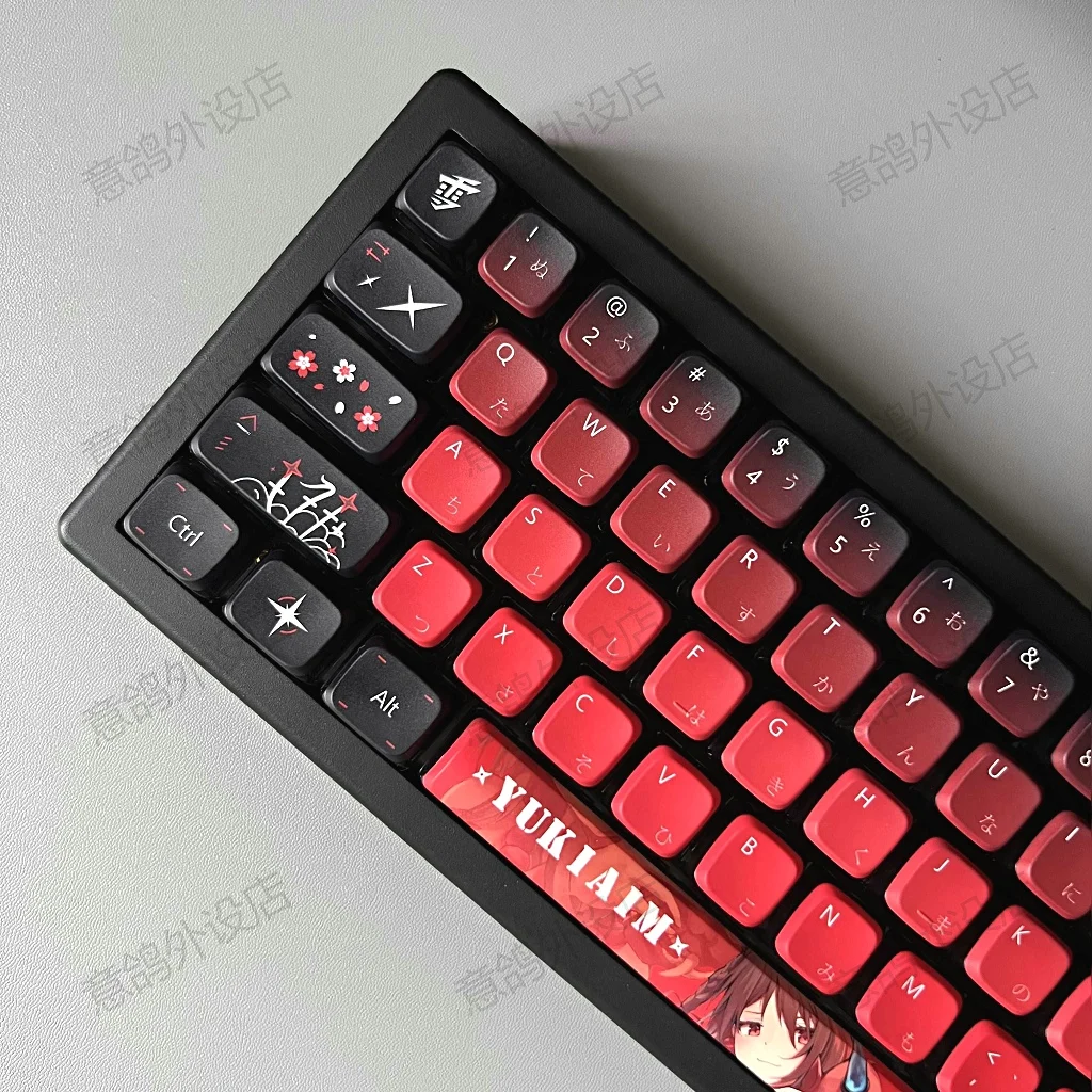 Imagem -06 - Yukiaim Snow Sakura Keycaps Presentes de Teclado Mecânico Translucidez Pbt Japonês Sublimação de Cinco Lados Cortejar