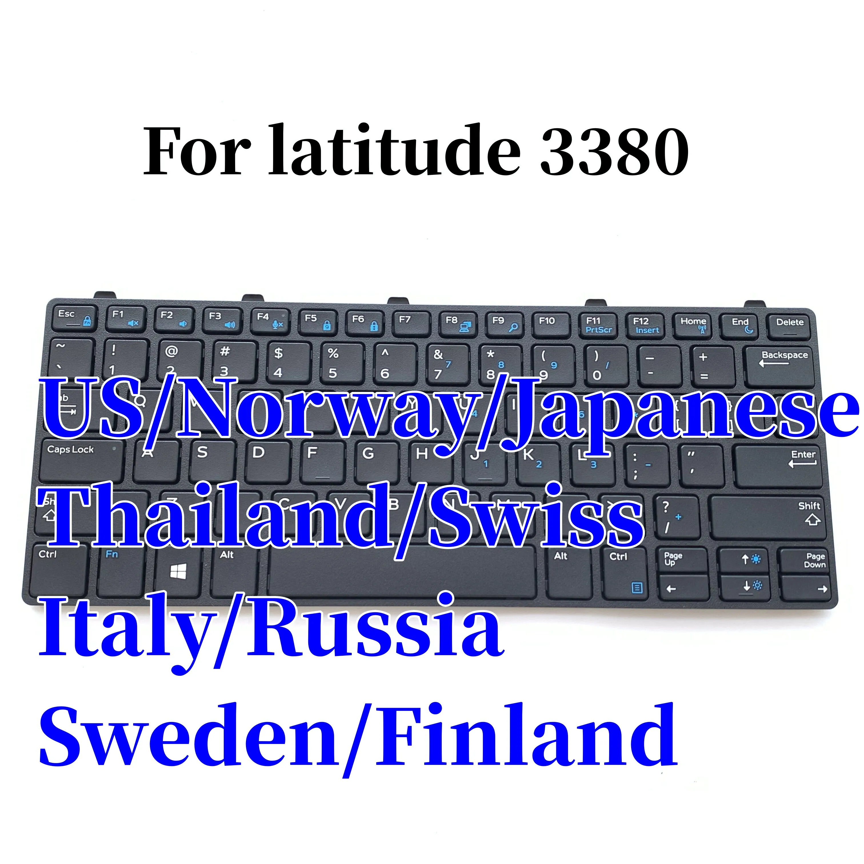 100%New Original For Dell Latitude 3380 Laptop Keyboard US French Thailand JP Russia Norway Italy SD