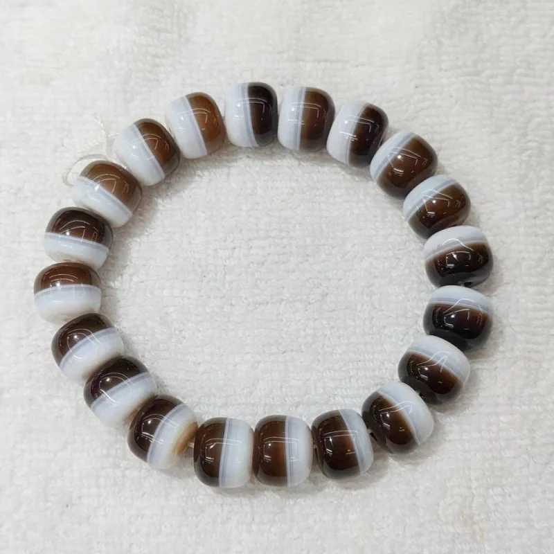 

Agate Old Red Half Color Medicine Buddha Dzi Bead Bracelet Men Women, Vintage Ethnic Style, Fashionable And Versatil