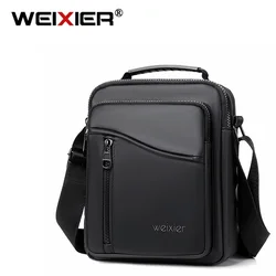 WEIXIER Men Business Trendy Crossbody Bag Casual Sports Cycling Bag Brand PU Leather Waterproof Shoulder Bags Briefcase Handbag